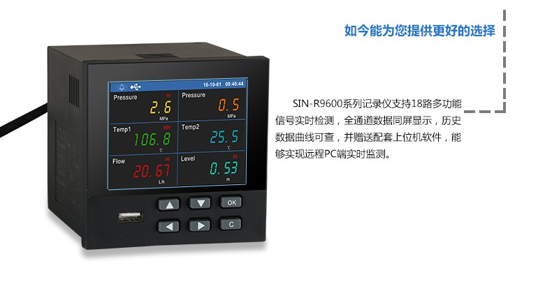 SIN-R9600_彩屏无纸记录仪_1-18路输入