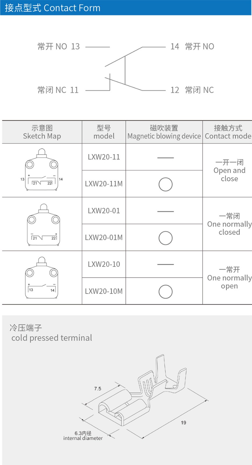 LXW20-11微动开关